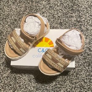 C&C California baby/toddler Beige and Gold Sandals